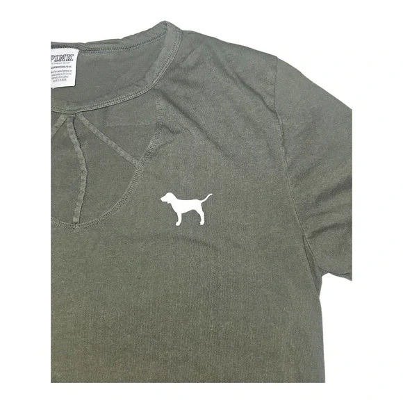 Victoria's Secret Shirt XS Women's Short Sleeve Green Casual Graphic Print - Picture 2 of 6